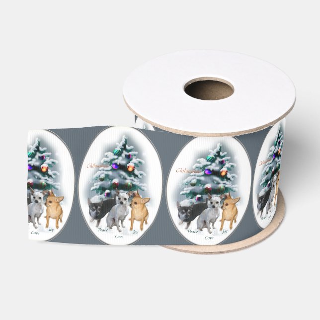 Ruban Gros-grain Noël trio Chihuahua (Bobine)