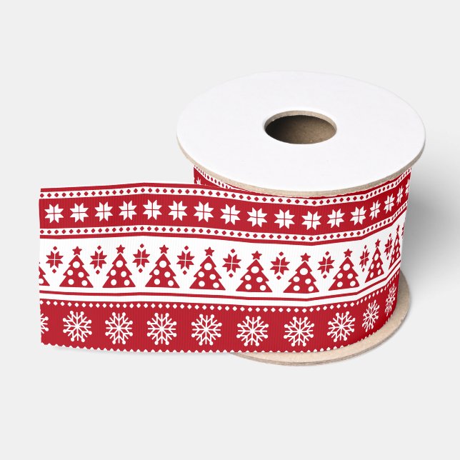 Ruban Gros-grain Noël Vacances Nordic Motif Cosy (Bobine)