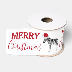 Ruban Gros-grain Noël Zebra Funny Animal avec Santa Hat