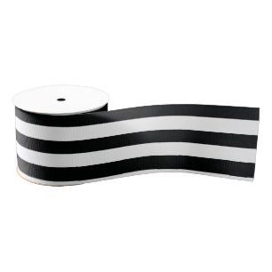 Ruban Gros-grain (Noir et blanc horizontal) personnalisable rayé
