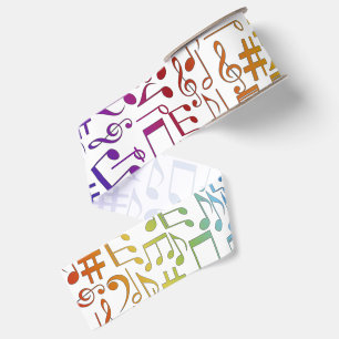 Ruban Gros-grain Notes de musique colorées dansantes Amoureux de mu