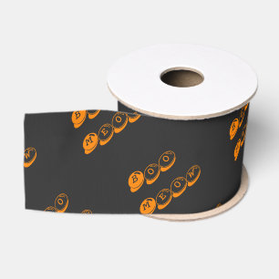 Ruban Gros-grain Orange Black Boo Cute Typographie Motif Halloween