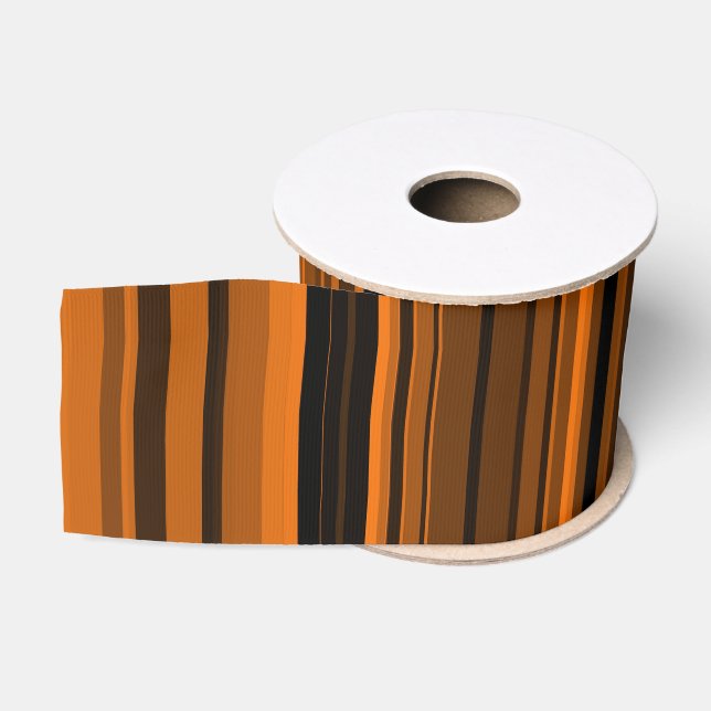 Ruban Gros-grain Orange Brown en bandes noires (Bobine)