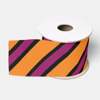 Ruban Gros-grain Orange, noir et violet rayé