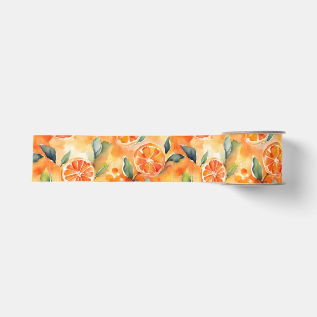 Ruban Gros-grain Orange Slices Aquarelle Frais Citrus Design (Devant)
