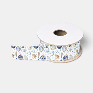 Ruban Gros-grain Ornements Bleus Aquarelle Noël