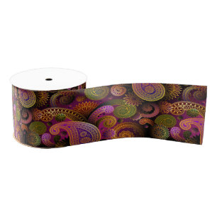 Ruban Gros-grain Paisley Purple
