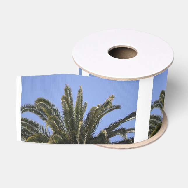 Ruban Gros-grain Palm Tree Blue Sky Tropical (Bobine)