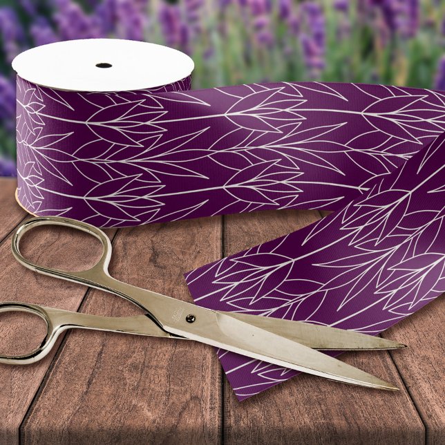Ruban Gros-grain Papier Art Déco élégant violet foncé (Créateur téléchargé)