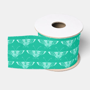 Ruban Gros-grain Papillon Art déco stylisé - turquoise et aqua