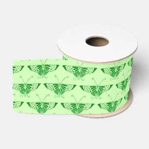 Ruban Gros-grain Papillon Art déco stylisé - vert émeraude