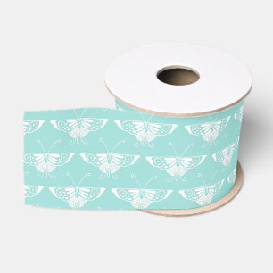 Ruban Gros-grain Papillon stylisé Art Déco - bleu glace