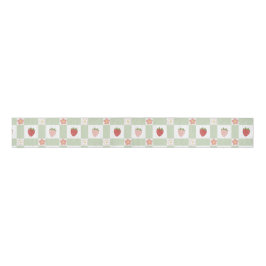 Ruban Gros-grain Pastel Strawberry Gingham – Cottagecore Gift Wrap
