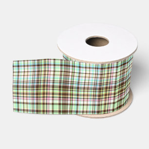 Ruban Gros-grain Pastels au chocolat Plaid 1 GROSGRAIN RIBBON SPOOL