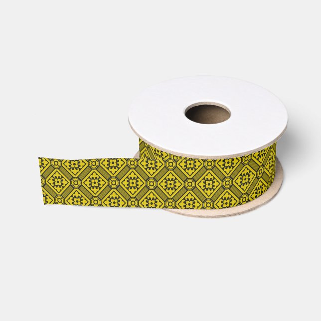 Ruban Gros-grain Pattern de Medieval Yellow (Bobine)