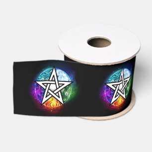 Ruban Gros-grain pentagramme du Wiccan