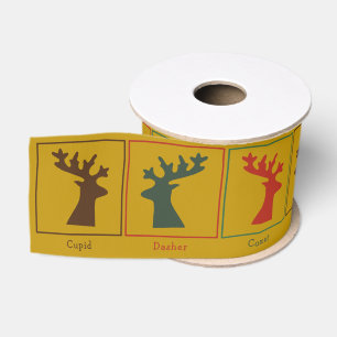 Ruban Gros-grain Père Noël personnalisable Sleigh & Reindeers Noël