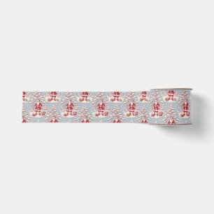 Ruban Gros-grain Père Noël rouge et bleu Toile Chinoiserie