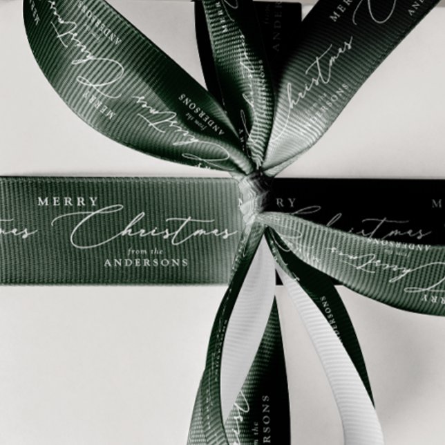 Ruban Gros-grain Personalized Name Merry Christmas Elegant Script (Créateur téléchargé)