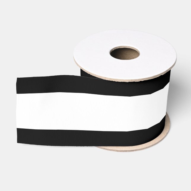 Ruban Gros-grain Personnalisable par bandes (noir et blanc) (Bobine)