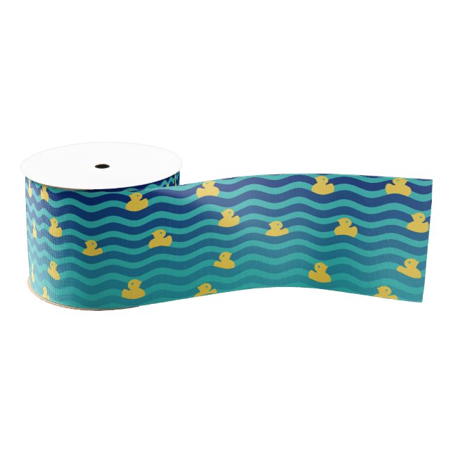 Ruban Gros-grain Petits canards jaunes flottants (Bobine)