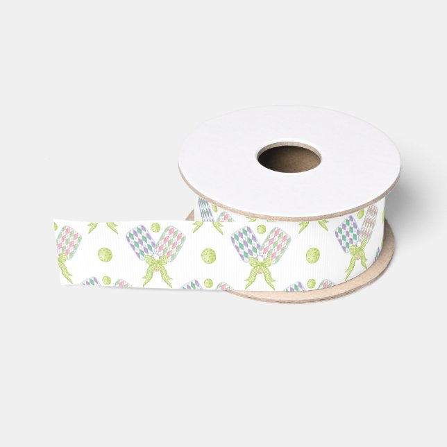 Ruban Gros-grain Pickleball Paddles de Jacquard d'aquarelle Preppy (Bobine)