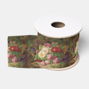 Ruban Gros-grain Pièce rose au plancher de la forêt avec des papill