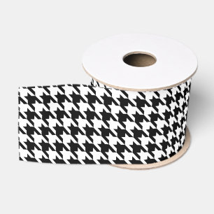 Ruban Gros-grain Pied de fond géométrique noir et blanc