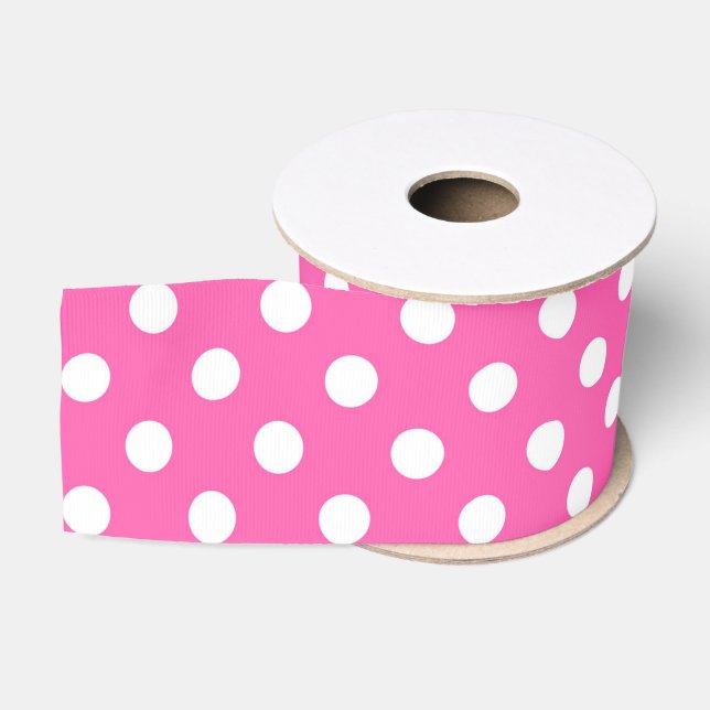 Ruban Gros-grain Pink Polka Dot Breast Cancer Awareness Pattern (Bobine)