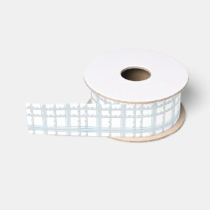 Ruban Gros-grain Plaid bleu clair et blanc