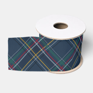 Ruban Gros-grain Plaid de Noël classique marine simple vacances