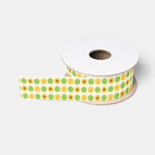 Ruban Gros-grain Point de polka de tournesols de Kawaii