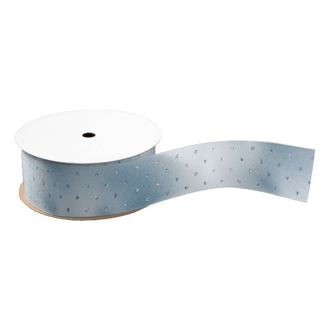 Ruban Gros-grain Points clinquants bleu clair (Bobine)