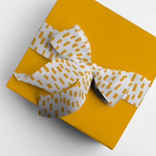 Ruban Gros-grain Points de lavage blanc et orange Ruban Grosgrain (Golden orange on white dashing dots ribbon.)