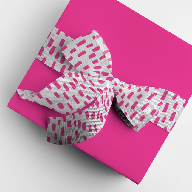 Ruban Gros-grain Points de lavage blanc et rose Ruban Grosgrain (Bright pink on white dashing dots ribbon.)