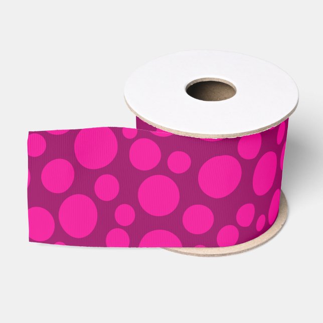 Ruban Gros-grain Pois roses (Bobine)