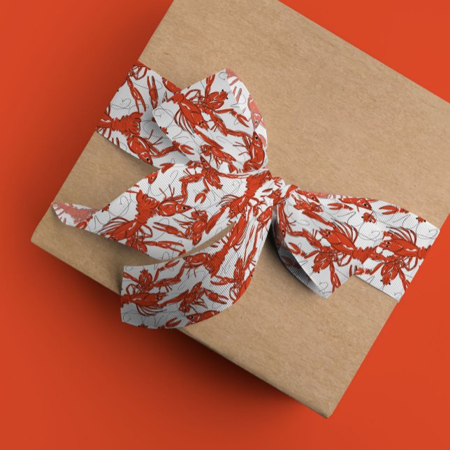 Ruban Gros-grain Poisson à la coque rouge (Red boiled crawfish ribbon)