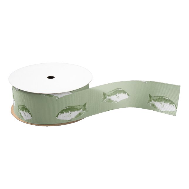 Ruban Gros-grain Poisson vert olive (Bobine)