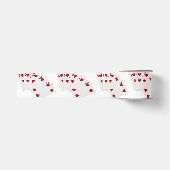 Ruban Gros-grain Poker Hands - Flush droit - Coeur (Devant)
