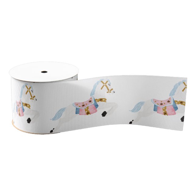 Ruban Gros-grain poney de Noël rose hiver merveilleuse (Bobine)