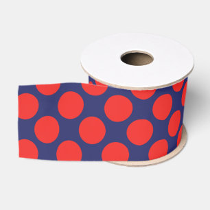 Ruban Gros-grain Pot Polka (bleu et rouge marine) personnalisable
