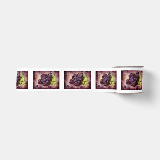 Ruban Gros-grain Raisins Rouge Et Vert (Devant)