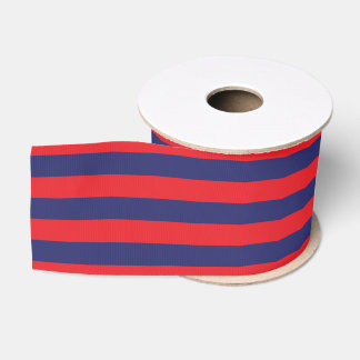 Ruban Gros-grain Rayé (bleu marine et rouge)