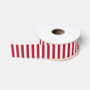 Ruban Gros-grain Rayure blanche/rouge DIY