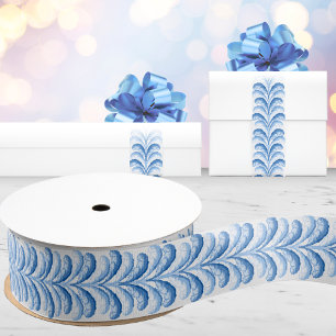 Ruban Gros-grain Rayure de fête plumée en porcelaine bleue