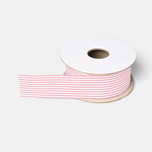 Ruban Gros-grain Rayures roses et blanches (Bobine)