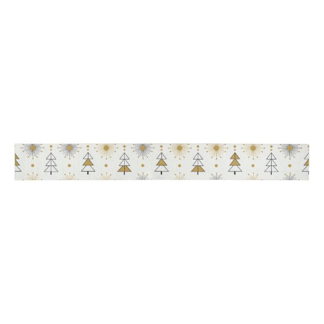 Ruban Gros-grain “Retro Christmas Trees | Mid Century Modern (Devant)