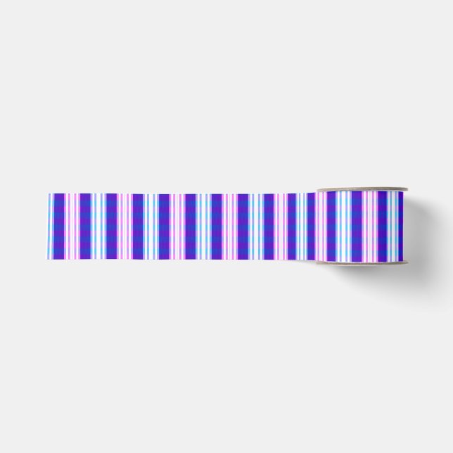 Ruban Gros-grain rétro électrique rayé bleu & violet (Devant)