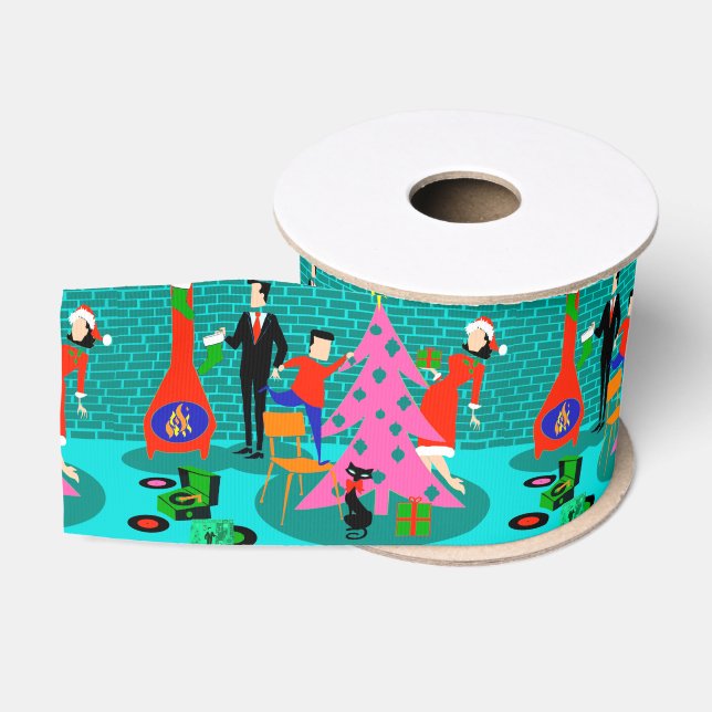 Ruban Gros-grain Rétro règlage le ruban d'arbre de Noël (Bobine)