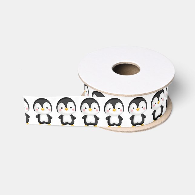 Ruban Gros-grain Ribbon de Grosgrain de pingouins mignons (Bobine)